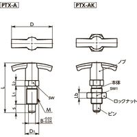 鍋屋バイテック(NBK) プランジャー インデックスプランジャ T字ノブタイプ PTX-8-12-A 1個（直送品）