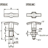 鍋屋バイテック(NBK) プランジャー インデックスプランジャ T字ノブタイプ PTXS-12-15-AK 1個（直送品）