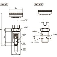 鍋屋バイテック(NBK) プランジャー インデックスプランジャ ロック機構つき PXYS-6-S 1個（直送品）