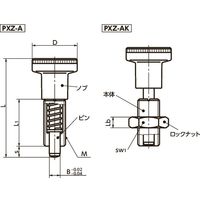 鍋屋バイテック(NBK) プランジャー インデックスプランジャ 全ねじタイプ PXZ-6-A 1個（直送品）
