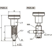 鍋屋バイテック(NBK) プランジャー インデックスプランジャ 全ねじタイプ PXZS-5-A 1個（直送品）