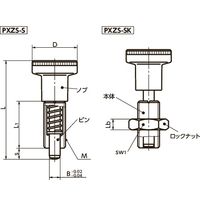 鍋屋バイテック(NBK) プランジャー インデックスプランジャ 全ねじタイプ PXZS-8-SK 1個（直送品）