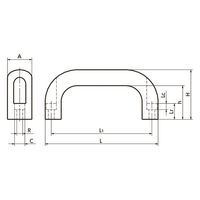 鍋屋バイテック(NBK) FA関連 取手 アルミキャビネット取っ手 UAC-26-132-BK 1個（直送品）