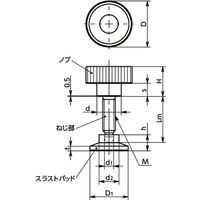 鍋屋バイテック(NBK) FA関連 ノブ・つまみ プラスティックミニノブ ー スラストパッドつき KIGMS-36-M10-45-SBPS32 1個（直送品）
