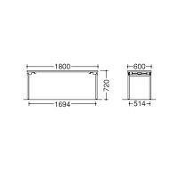 オカムラ 8186W 折りたたみテーブル 幕板なし ホワイト 幅1800×奥行600×高さ700mm（直送品）