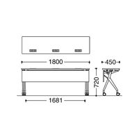 オカムラ I.NT サイドフォールドテーブル 配線穴なし/棚板なし/幕板付き ネオウッドライト 幅1800×奥行450×高さ720mm（直送品）