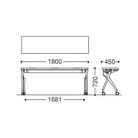 オカムラ I.NT サイドフォールドテーブル 配線穴なし/棚板付き/幕板なし ホワイト 幅1800×奥行450×高さ720mm（直送品）