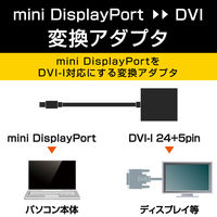 エレコム miniDisplayPort変換アダプタ DVI ブラック AD-MDPDVIBK 1個