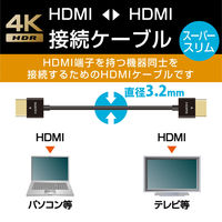 HDMIケーブル 1.5m ハイスピード 4K対応 直径約3.2mm スーパースリム イーサネット対応 CAC-HD14SS15BK エレコム 1個
