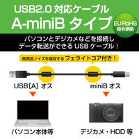 エレコム デジカメ用USBケーブル フェライトコア miniB 1.5m DGW-MF15BK 1個（直送品）
