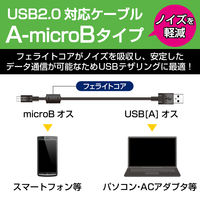 エレコム フェライトコア付2A対応microBケーブル ブラック 1.2m U2C-AMBF2U12BK 1個