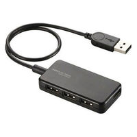 USBハブ USB-A×4ポート USB2.0 タブレット向け 30cm 黒 U2HS-A402BBK エレコム 1個（直送品）
