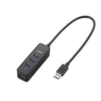 USBハブ USB-A×4ポート USB3.0 バスパワー マグネット付 30cm 黒 U3H-T405BBK エレコム 1個（直送品）
