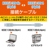 エレコム　IEEE1394ケーブル　9pin-4pin　1m　ホワイト　IE-941WH　（直送品）
