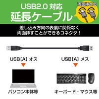 エレコム 両面挿しUSB延長ケーブル(AーA) U2C-DE30BK 1個