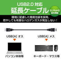 エレコム RoHS対応USB延長ケーブル 2.0m ブラック USB-ECOEA20 1個（直送品）