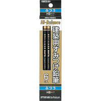TJMデザイン 建築用すみつけ鉛筆 ふつう(HB) KNE6-HB 1セット(1箱(6本)×10)
