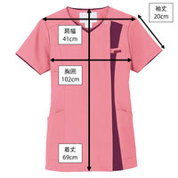 フォーク レディスジップスクラブ ピンク L 7023SC-3 1枚　スクラブ