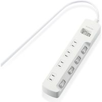 延長コード 電源タップ 2.5m 4個口 一括&個別スイッチ付 雷ガード ほこり防止 白 T-K8A-2425WH エレコム 1個（直送品）