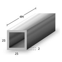 トレード アルミ等辺角パイプ　ｔ２ｘ２５ｘ２５ｘ４ｍ　シルバー 085379 1本（直送品）