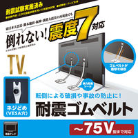 耐震 ゴムベルト テレビ 転倒防止 震度7対応 ～75V型 2本入り VESA取付 ホワイト TS-007 エレコム 1個