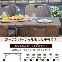 三栄コーポレーション 屋外利用、水洗い可能 ラタン調 折りたたみガーデンテーブル・チェア 7点セット A1--MKT180TBL7S_AS（直送品）