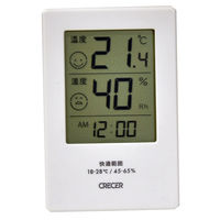 クレセル デジタル時計付温湿度計 ホワイト facy CR-2600W 1個