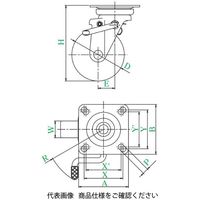 ユーエイ JB型(自在車ダブルストッパー付・レバー式)・右 WJBー130(R) WJB-130(R) 1セット(4個)（直送品）