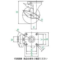 ユーエイ J2KーS型(自在車旋回固定式・シングルストッパー付) GUJ2Kー130S GUJ2K-130S 1セット(4個)（直送品）