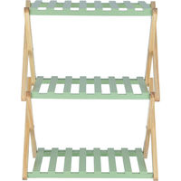 不二貿易 フォールディング ウッドラック リム ３段 幅450×奥行270×高さ620mm グリーン 72155 1セット(4台入)（直送品）
