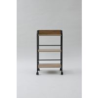 YAMAZEN キャスター付リビングラック3段 YZCR-3(OAK/BK) 1台（直送品）