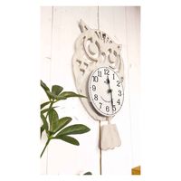 ケーアイジャパン 振り子時計 フクロウ 掛け時計 壁掛け 時計 アナログ アイボリー 367269 1個（直送品）