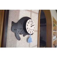 ケーアイジャパン 振り子時計 クーナ 黒ネコ 掛け時計 壁掛け 時計 アナログ 367272 1個（直送品）