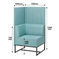 【軒先渡し】パネルソファ 右肘 幅730mm ミントブルー 285290 1台（直送品）