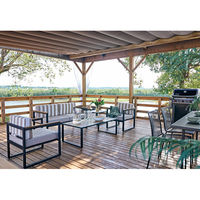 【車上渡し】桜屋工業 RESTAREA クレモア 屋外設置可 テーブル 幅1200×奥行560×高さ400mm ブラック×Lブラウン 1台（直送品）