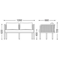 【車上渡し】桜屋工業 RESTAREA ハミルトン 屋外設置可 ガーデンソファ L 2人掛 幅1260mm ブラック×グレー 1台（直送品）