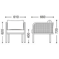 【車上渡し】桜屋工業 RESTAREA ハミルトン 屋外設置可 ガーデンソファ M 1人掛 幅610mm ブラック×グレー 1台（直送品）