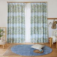 スミノエ デザインライフ セミオーダー カーテン ミチクサ 1600×2400mm ブルー 1セット(2枚入)（直送品）