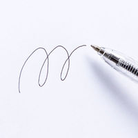 アスクル　ノック式油性ボールペン　通し穴付き　0.7mm　クリア軸　黒インク　10本  オリジナル（わけあり品）