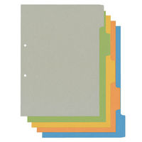 アスクル　カラーインデックス　A4タテ　インデックスシート　2穴　5山　扉紙なし　10組  オリジナル（わけあり品）