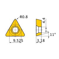三菱マテリアル ポジ11°G級 60°正三角形インサート 仕上げ切削用 NP-TPGB160308GH3:BC8120 1個（直送品）