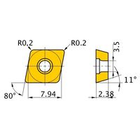 三菱マテリアル ポジ11°G級 80°ひし形インサート 仕上げ切削用 NP-CPGB080202FS2:MB4120 1個（直送品）