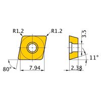 三菱マテリアル ポジ11°G級 80°ひし形インサート 仕上げ切削用 NP-CPGB080212TA2:BC8130 1個（直送品）