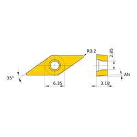三菱マテリアル ポジ5°G級 35°ひし形インサート 仕上げ切削用 NP-VBGW110302GA2:BC8120 1個（直送品）