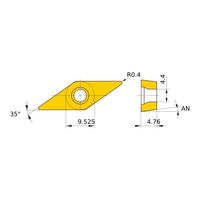 三菱マテリアル ポジ7°G級 35°ひし形インサート 仕上げ切削用 NP-VCGW160404TA2:BC8120 1個（直送品）