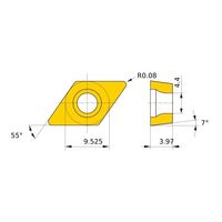 三菱マテリアル ポジ7°G級 55°ひし形インサート 仕上げ切削用 DCGT11T301M-FS-P:MT9005 1セット(10個)（直送品）