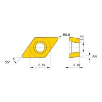 三菱マテリアル ポジ7°G級 55°ひし形インサート 仕上げ切削用 NP-DCGW070208GA2:BC8220 1個（直送品）