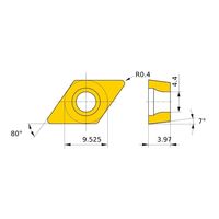 三菱マテリアル ポジ7°G級 55°ひし形インサート 中切削用 DCGT11T304MR-SN:MS6015 1セット(10個)（直送品）