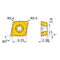 三菱マテリアル ポジ7°G級 80°ひし形インサート 仕上げ切削用 NP-CCGW060204GS2:BC8105 1個（直送品）