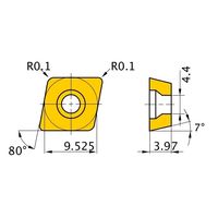 三菱マテリアル ポジ7°G級 80°ひし形インサート 軽切削用 CCGT09T301MR-SS:MS6015 1セット(10個)（直送品）